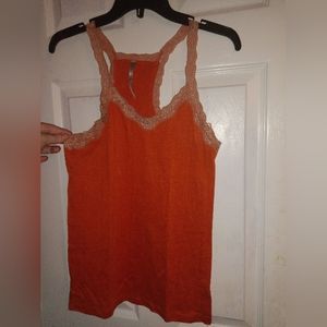 Orange tank top size large with lace straps